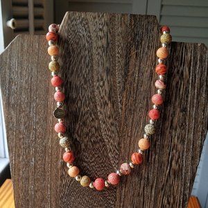 Jilzara Premium Clay Beads Necklace - Peach, Green